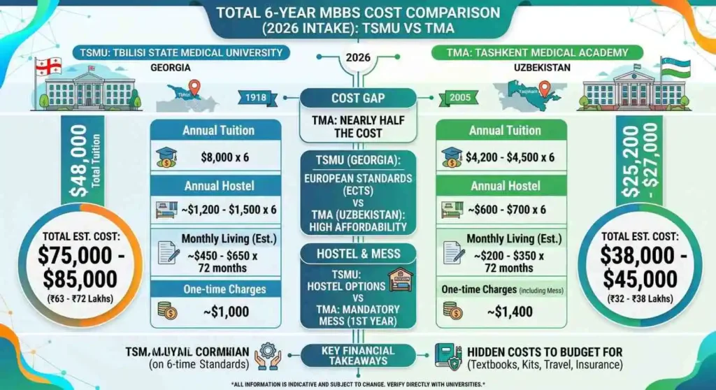 Total6-yearMBBScostcomparisonbetweenTSMUandTMA
