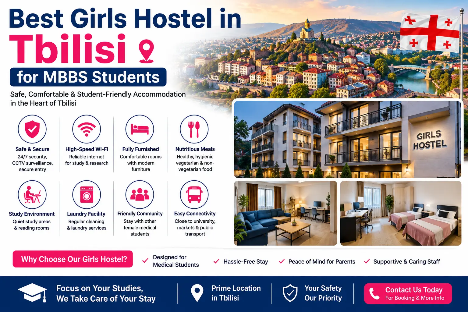 Best Girls Hostel in Tbilisi for MBBS Students