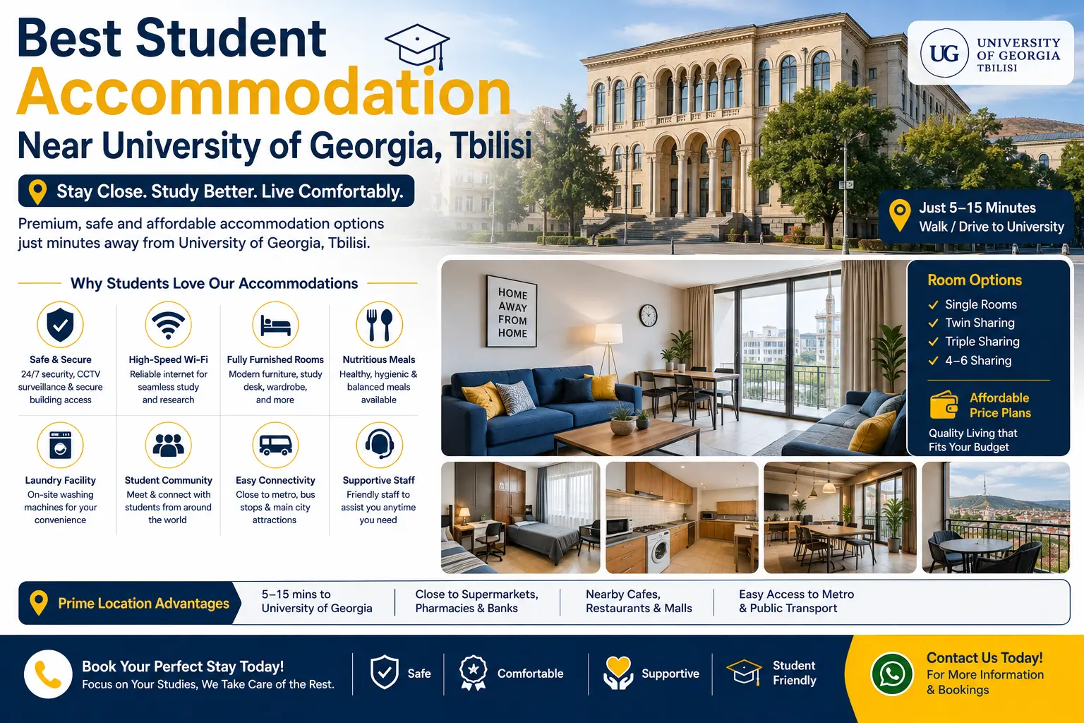Best Student Accommodation Near University of Georgia, Tbilisi